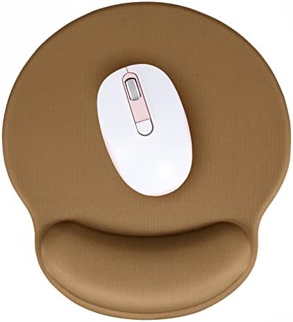 Hsurbtra Ergonomic Mouse Pad with Wrist Rest Support, Gel Mouse Pads with Non-Slip PU Base, Pain Relief Memory Foam Computer Mat, Cute Office Supplies Desk Decro Accessories, Leather Brown