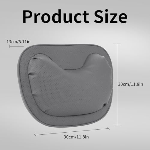 Car Neck Pillow [No More Pressure] Soft Comfortable Premium Leather Headrest with Adjustable Strap – Ergonomic Support for Driving, Office & Gaming, Gray, 2 Pack
