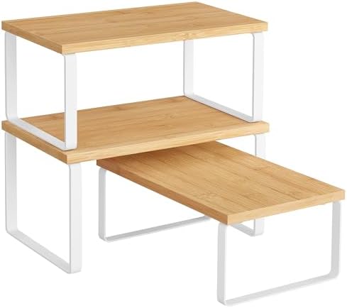 SONGMICS Cabinet Organizer Shelf, Set of 3 Spice Rack, Kitchen Storage