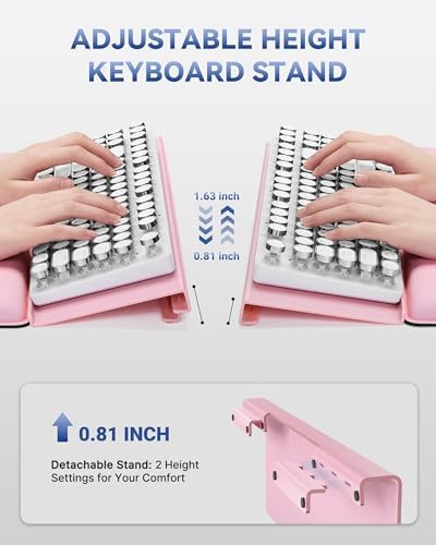 Adjustable Computer Keyboard Stand for Desktop, Keyboard Wrist Rest(Pink)