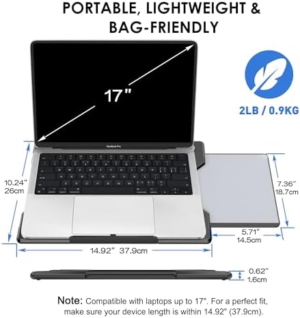 Laptop Lap Desk for Bed & Couch, Portable Laptop Lap Pad with Retractable Left/Right Mouse Pad, Stable & Comfortable Lap Tray for Sofa, Travel, Writing & Home Office
