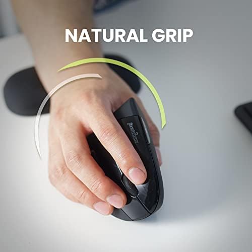 Perixx PERIMICE-713 Wireless Vertical Mouse - 6 Buttons Design - 3 Level DPI - Black - Right-Handed Design