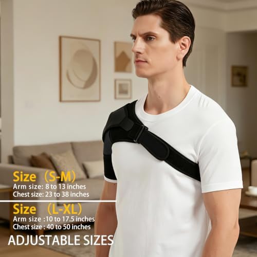 Shoulder Brace for Torn Rotator Cuff, Shoulder Support Immobilizer for Men and Women, Adjustable Compression Sleeve for Pain Relief, Dislocated AC Joint, Injury Recovery, Left or Right (Pink S-M)