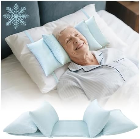 Cooling Head Stabilizer, Head Support Pillow for Elderly – Neck Cradle for Sleeping Upright, Post Cervical Fusion Surgery Recovery, Breathable Wheelchair Headrest with Straps (Light Blue)