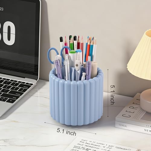 Anyoifax Rotating Pen Holder for Desk Removable Pencil Cup, Small Blue