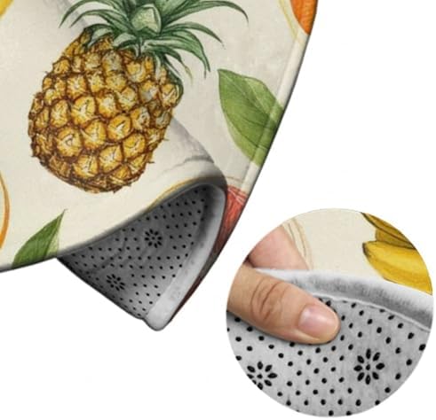 Large Round Area Rug Home Decor Modern Bathroom Rug Kitchen Office Circle Rug for Living Room Sofa Circle Cute Mat Avocado Nut Banana Pineapple Orange, 24inch