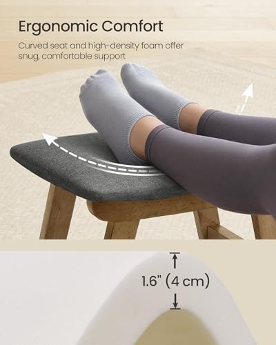 SONGMICS Foot Stool Ottoman, Padded Foot Rest Under Desk, Solid Wood Frame
