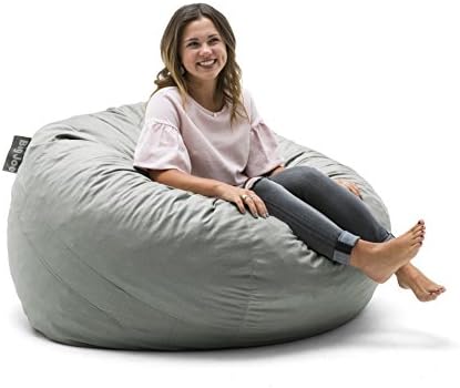 Big Joe Fuf 5Ft Oversized Foam Bean Bag Chair for Kids, Teens, Adults, Fog Lenox, Durable Woven Polyester, 5 foot Large Reading and Gaming Seat