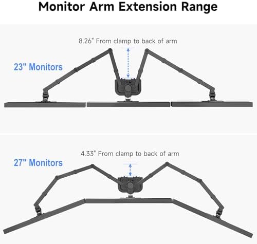 Suptek Hex LED LCD Monitor Stand up Desk Mount Extra Tall 31.5 inch Pole Heavy Duty Fully Adjustable Stand for 6 / Six Screens up to 27 inch (MD68126)