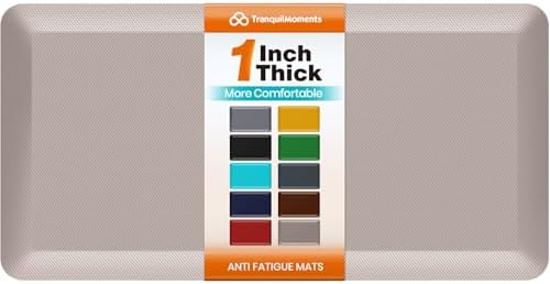 1-Inch Thick Anti-Fatigue Mat for Kitchen and Standing Desk, 20"x39", Khaki