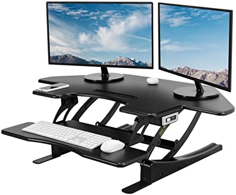 VIVO Black 43 in Electric Corner Desk Converter, DESK-V000VCE