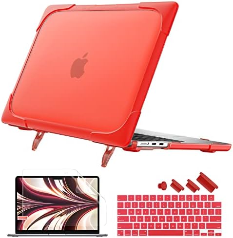 Batianda Foldable Stand Heavy Duty Case for MacBook Air 13.6 inch, Red