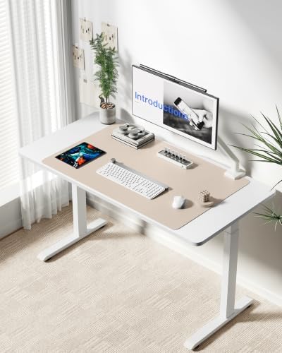 YSAGi Leather Desk Protector, Office Mat, Large Mouse Mat, Non-Slip PU Leather Blotter, Laptop Desk Mat, Waterproof Writing Pad for Office and Home(Eeggshell, 40" x 24")