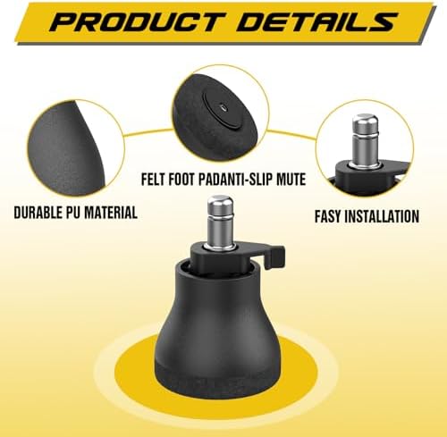 Bell Glides Replacement Office Chair, Caster Wheels Stopper Chair Feet with Separate Self Adhesive Felt Pads, Wheel for Carpet (Advanced Fixed feet-5PCS)