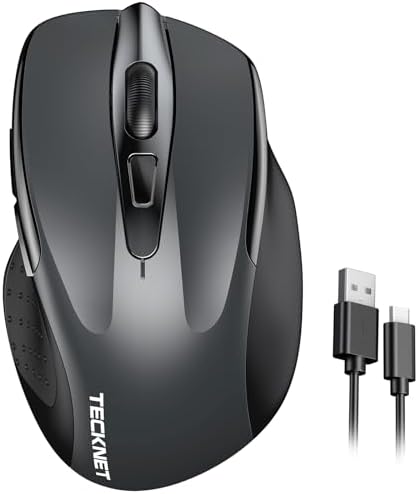 TECKNET Wireless Mouse Rechargeable, 2.4G Computer Mice with USB-A Receiver