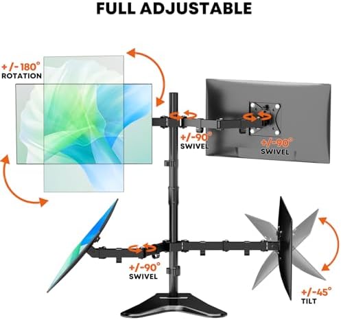 PUTORSEN Quad Monitor Stand for 4 Screens, 17-32", 19.8 lbs Each