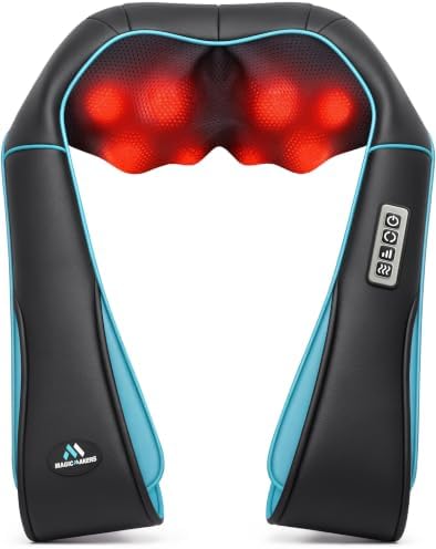 MagicMakers Shiatsu Neck Massager with Heat for Pain Relief Deep Tissue