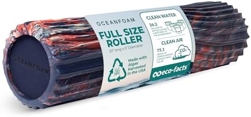 Oceanfoam Tidal Exercise Foam Roller (Red, Dark Navy & Natural Marbled)