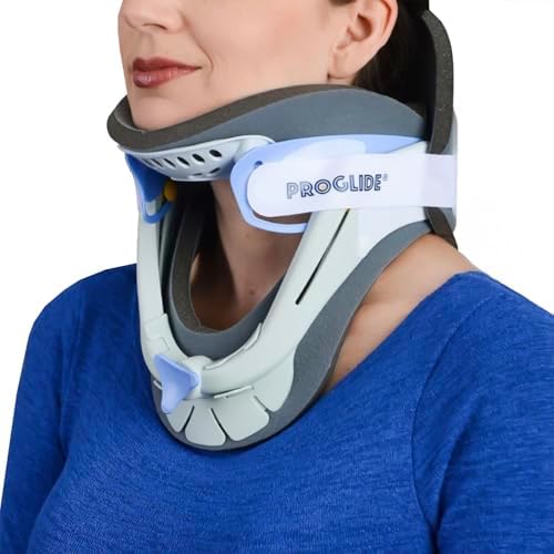 PROGLIDE Cervical Collar Neck Brace — 2-Piece Adjustable Cervical Traction Device with 12 Height Settings, Breathable Plush Padding & MRI Compatible Design — Neck Pain Relief, Whiplash, Post-Surgery Recovery Support for Men & Women