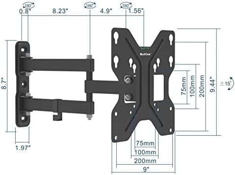 QualGear QG-TM-006-BLK 23-Inch to 42-Inch Universal Low Profile Tilting Wall Mount LED TVs, Black