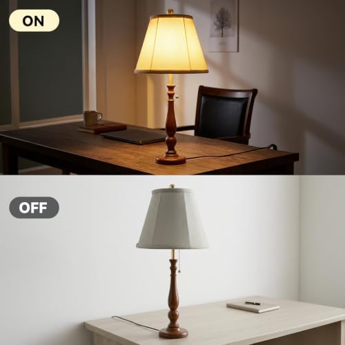 LALISU Farmhouse Table Lamps Rustic Bedroom Lamps 24.41" Wood Bedside Lamp