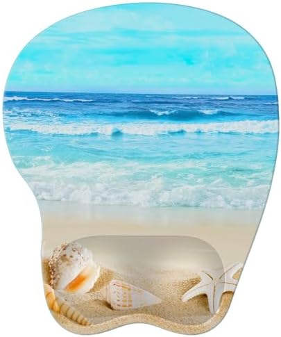 Upgrade Ergonomic Mouse Pad,Non Slip Mousepad Wrist Rest Support for Office, Computer, Laptop & Mac(B-Blue Sea Beach)