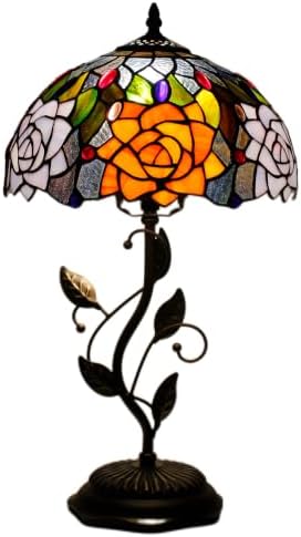 Tiffany Lamp Orange Violet Rose Stained Glass Table Lamp