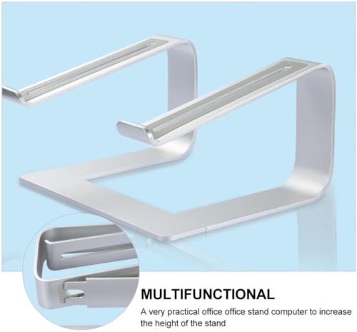 Detachable Aluminum Alloy Laptop Stand with Tablet Holder for Desk Use, Adjustable Height Computer Support Compatible with Notebooks, Silver Color Ergonomic Design Relieves Back