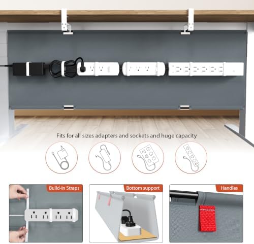 Univivi No Drill Under Desk Cable Management Tray, 48 inch Cable Management
