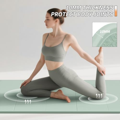PAIDU Foldable Yoga Mat 10MM Thick SGS Certified TPE 75x26" Portable
