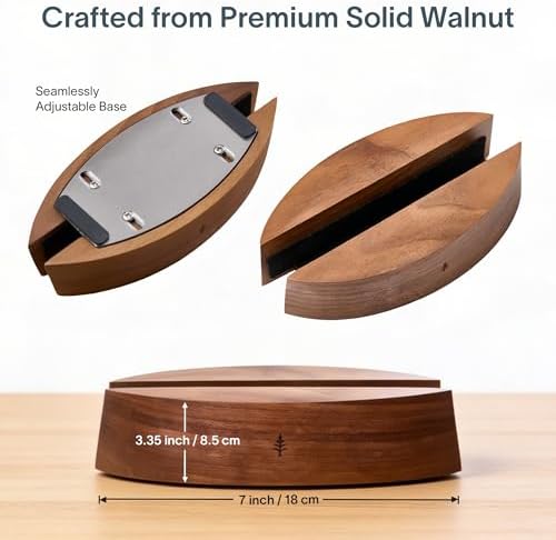 Nordik Vertical Laptop Stand - Adjustable Solid Walnut Laptop Dock