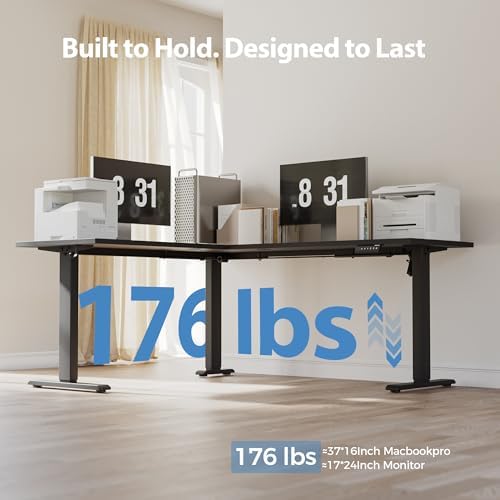 Agilestic L Shaped Electric Standing Desk Adjustable Height, 63 Inch, Black