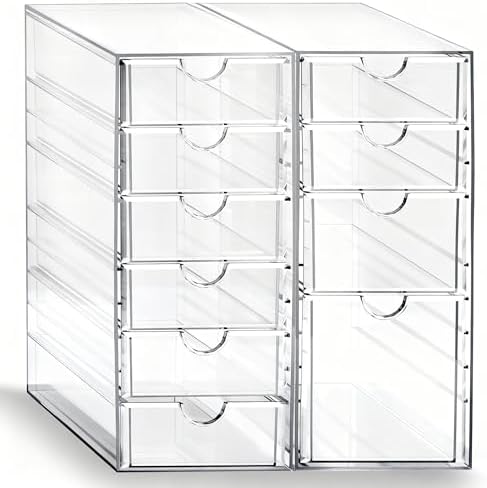 Prsildan Hair Accessories Organizer Acrylic Drawer with 10 Drawers