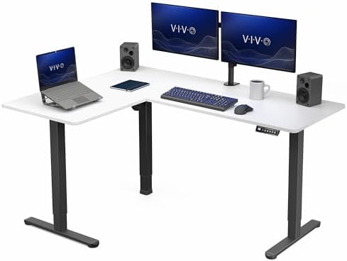 VIVO White 63 x 47 in Corner Standing Desk, DESK-E3CTBW-47