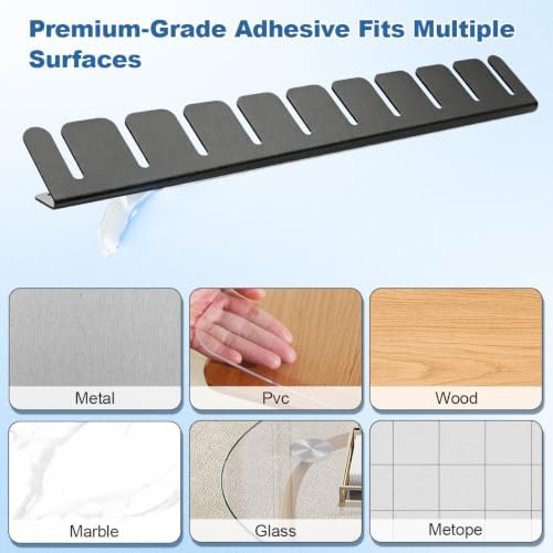 2 Sets Cable Management Organizer,Adhesive Under Desk Cable Holder,Metal Wire Cord Keeper for USB Charging Cables,Ethernet,Mouse,Audio Cords,Self‑Stick Wire Organizer for Home Office Desk,Black