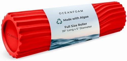 Oceanfoam Tidal Roller - Muscle Massage Foam Roller for Exercise (Red)