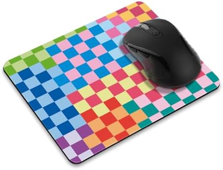 Non-Slip Rectangle Mousepad, WIRESTER Colorful Checkered Pattern S1 Mouse Pad for Home, Office and Gaming Desk
