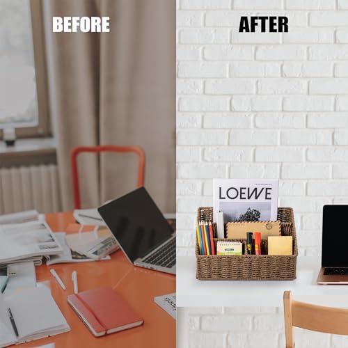 Mail Organizer Countertop,Mail Organizer For Desk,Mail Basket(Brown)