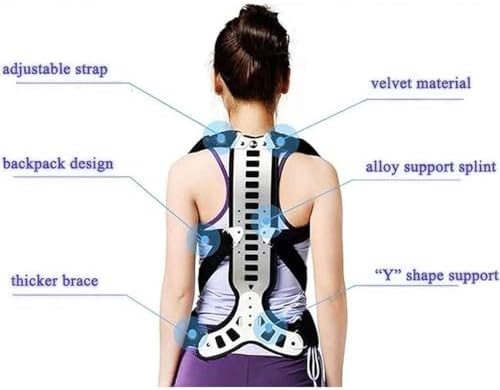 Spine Back Support Brace Posture Correctors For Men Women Teenager Adjustable Metal Straps Shoulder Neck Clavicle Lumbar Support Straightener(Large)
