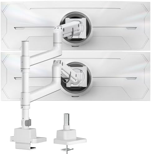 monTEK Dual Monitor Arm, Vertical Stackable 17-57", Heavy Duty，White
