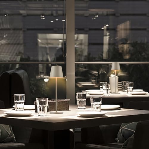 IMQSQIK 2 Pack Cordless Table Lamp, 5000mAh Portable Rechargeable LED Desk Lamp, 3 Color Modes Stepless Dimming Table Light with Memory Function, for Dinner, Patio, Home, Restaurant.