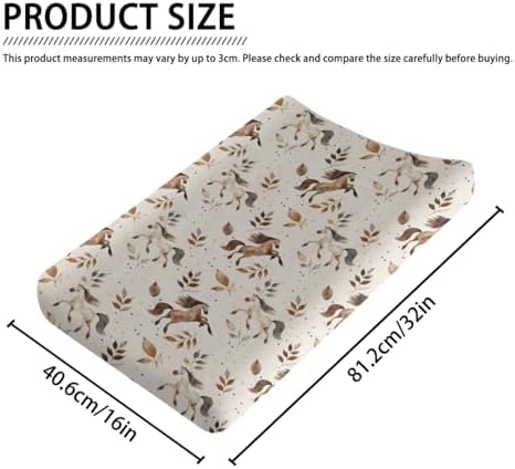 Cartoon Western Horse Leaves Baby Changing Pad Cover,Unisex Farm Animals Nursery Diaper Changing Table Pad Mat Sheet for Boys Girls-16x32
