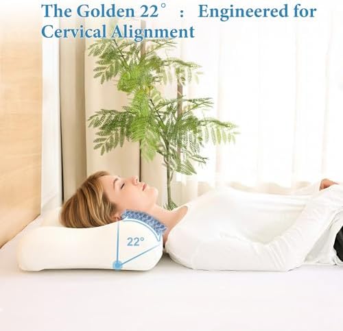 Cervical Pillow for Neck Pain Relief - Contour Memory Foam Pillow for Side and Back Sleepers, Dual Height 4.7" and 3.2" Ergonomic Orthopedic Neck Pillow, Medium-Firm Cervical Spine Support