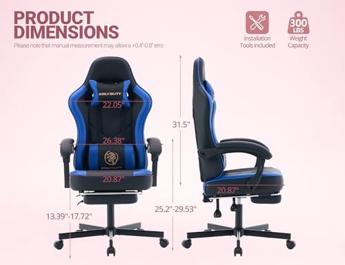 Mistpeople Gaming Chair, Ergonomic High Back Computer Chair with Footrest, Lumbar Support & Pocket Spring Cushion, Comfortable Swivel Home Office Desk Chair for Adults