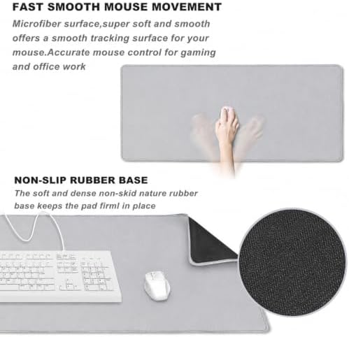 Large Mouse Pad Desk Mat Large Office Desk Pad Gaming Mouse Pad, Gray
