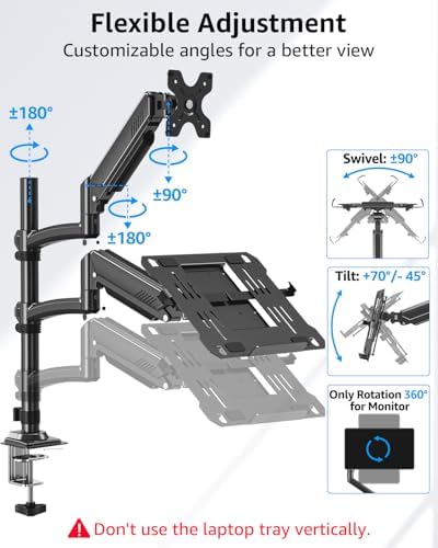 MOUNTUP 2-in-1 Laptop and Monitor Desk Mount, Laptops Arm Holds 4.4-22lbs