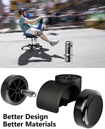 Office Chair Wheels Grykot Chair Wheels Replacement 5-Pack, Office Chair Casters Heavy Duty Replacement for Hardwood Floors and Carpet, 2 inch Fits 99%, Black