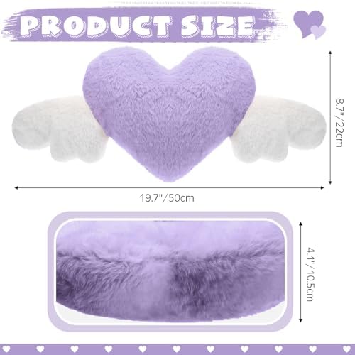 Macarrie 2 Pcs Heart Plush Car Headrest Pillow Angel Wings
