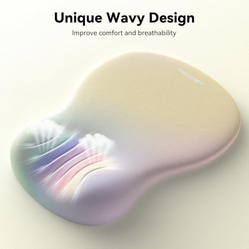 TECKNET Ergonomic Mouse Pad with Wrist Rest, Smooth Surface & Non-Slip Base