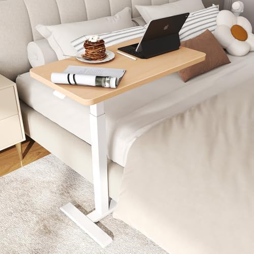 ROMOON Overbed Table with Wheels, Height Adjustable Hospital Bedside Table